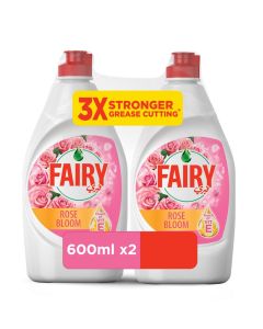 Rose Bloom Dishwashing Liquid Soap - 3X Grease Cutting Power / Touch of Vitamin E 2 x 600ml