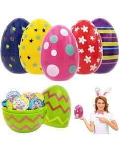 Chochkees Jumbo Painted Fillable Easter Eggs Perfect for Easter Egg Hunt Surprise Egg Assorted Colors 6 Giant Painted Fillable Easter Eggs 6Pack
