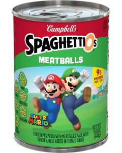SpaghettiOs Super Mario Bros Canned Pasta with Meatballs, 15.6 oz Can