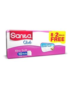 Sanita Club Toilet Tissue Embossed-Pack Of 10 Rolls, 2 Ply