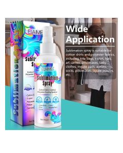 Sublimation spray, 100 ML, Suitable For Cotton Shirts And Polyester Fabrics,Including 100% Cotton, Cartons, Handbags, Pillows, Mugs, Canvas, Fast Drying, Super Strong Bonding, Waterproof, High Gloss Vivid
