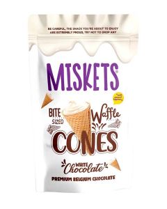 Miskets Belgian White Chocolate Filled Waffle Cones, 70 gr