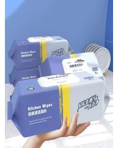 ACUDY 80 Pcs Disposable Wet Wipes for Heavy Oil Cleaning / Kitchen Degreasing Wipes for Range Hood, Table, Car & Office / Household Cleaning Cloth (Pack of 1)