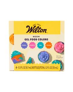 Neon Food Coloring Gel Icing Color Set, Vibrant Gel-Based Cake & Cookie Decorating Colors, Magenta, Orange, Teal & Purple, 4-count