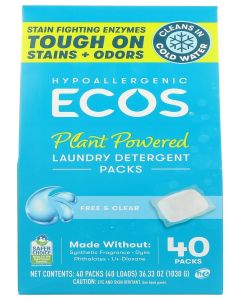 Ecos Free & Clear Laundry Detergent Packs, 36.33 OZ