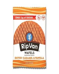 Rip Van WAFELS Dutch Caramel & Vanilla Stroopwafels - Healthy Snacks - Non GMO Snack - Keto Friendly - Office Snacks - Low Sugar (3g) - Low Calorie Snack - 12 Count