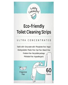Lazy Coconuts Toilet Bowl Cleaner Strips, 60 Cleans, Plastic-Free, Lemon