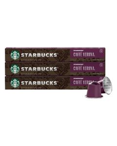 Starbucks by Nespresso Coffee Espresso Caffe Verona (Sweet Dark Cocoa Dark Roast) 30 Pods Capsules 3 Sleeve