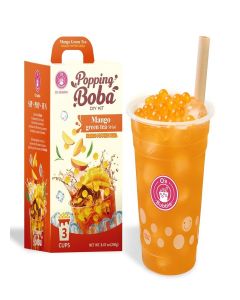 O’s Bubble Peach Green Tea DIY Boba Kit, 3 Servings (Mango)