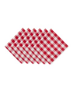 DII Checkered Tabletop Collection 100 Cotton Machine Washable Napkin Set 20x20 Red 6 Piece