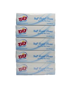 TAJ Facial Tissue 130 Sheets x5 Soft 2-Ply Gentle Face Tissue Pack