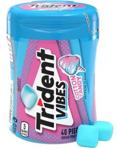 Trident Vibes Cotton Candy Sugar Free Chewing Gum - 40 Piece Bottle