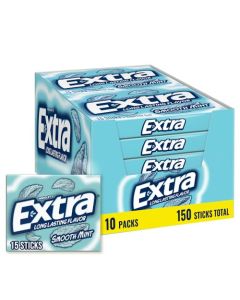 EXTRA Gum Smooth Mint Gum Sugar Free Chewing Gum Individually Wrapped Mint Gum Bulk Pack 15 Stick Pack of 10