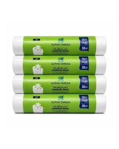 Alpha Omega 10 Gallon Kitchen Garbage Bags Medium Trash Can Liners, Pack of 4
