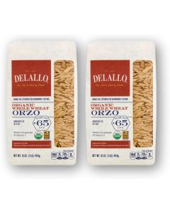 DeLallo Organic Whole Wheat Orzo Pasta - 16 oz (Pack of 2)