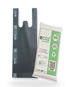 ECOZ Compostable & Biodegradable Carry Bags /9x13 inch Approx Pack of 125 / Eco-Friendly Plastic-Free Shopping Bags for Grocery, Food, Retail & Vegetables / Supermarket Use