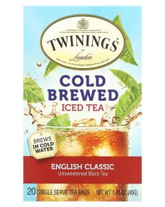 Cold Brewed Iced Tea Black Tea Unsweetened English Classic 20 Single Serve Tea Bags 1.41 oz (40 g)