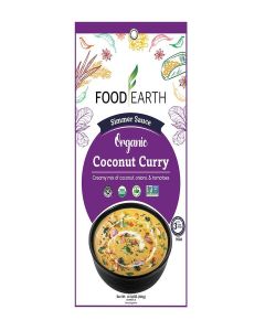 Food Earth Indian Simmer Sauce - Coconut Curry - Organic, Vegan, Gluten-Free, GMO-Free - Microwavable Cooking Sauce - 12 Pouches (5.29 oz Each)