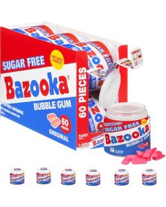 Bazooka Sugar Free Easter Bubble Gum 60 Count To Go Cup Pack Of 6 For Easter Basket Stuffers Pink Chewing Gum Easter Candy In Original Sugarless Flavor Easter Decorations For Easter Egg Hunts