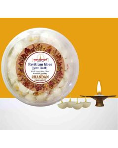 Pavitram Ghee Jyot BattiWick Soaked in Scented ghee Ghee WicksReadymade Ghee Cotton WicksDiya BattiPuja BattiJyot Batti Chandan 100 Piece Box