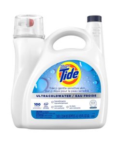 Tide Free & Gentle Liquid Laundry Detergent, ultra coldwater, 100 Loads, 3.63 L , Tide Laundry Detergent, Clean Laundry Detergent, Free of Dyes and Perfumes, Hypoallergenic Formula Gentle On Sensitive Skin