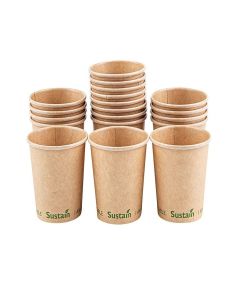 Restaurantware-Sustain 4 Ounce BPI-Certified Hot Cups, 50 Single Wall Coffee Cups - Lids Sold Separately, Leakproof PLA Coating, Compostable Kraft Paper Cups, For Hot Or Cold Drinks