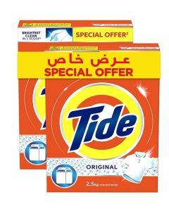 Tide Semi-Automatic Laundry Detergent Powder, Original Scent, Stain-free Clean Laundry, Washing 2.5 KG Dual Pack