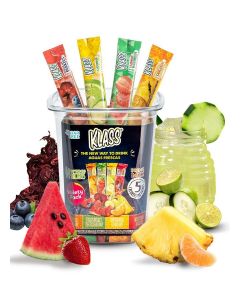 Klass Aguas Frescas Powdered Drink Mix / 44 Sugar Free Powder Packets / Flavors - Cucumber Limeade Pineapple Tangerine Strawberry Watermelon & Hibiscus Berries - Water Enhancer To Go!