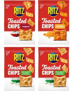 RITZ Toasted Chips Variety Pack - Cheddar, Sour Cream & Onion, and Original Crackers - 4 Bags