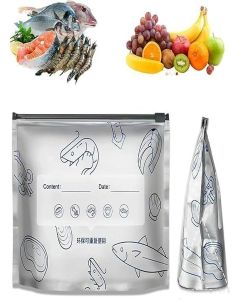 AASHRIT 4 PCS Reusable Aluminum Food Storage Bag, Stand Up Foil Sealable Bags with Zip Lock,Food Storage Preservation Bags, Leakproof Aluminium Foil Fresh keeping Bag for Vegetable Fruit Meat AAFB-1