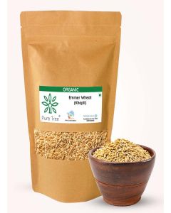 Pure Tree Certified Organic Khapli Whole Wheat / 1900 g / Sambu Wheat Whole / Emmer Khapli Wheat Grain Organic / Farro Whole Wheat / Khapli Gehu Whole Wheat Grain