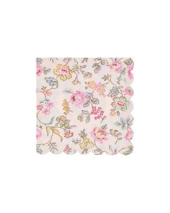 Pink Chintz Large Napkins - Pack of 16, 3-Ply Paper Napkins with Scalloped Edges and Pastel Floral Design, Stylish Party Tableware for Birthdays, Bridal Showers & Afternoon Teas