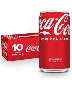 Coca-Cola Fridge Pack Soda Soft Drinks, 7.5 fl oz Mini Cans - 10 Pack