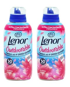 Lenor Outdoorable Floral Fresh Fabric Conditioner Pack of 2 x 700ml Up to 100 Washes Long Lasting Floral Fragrance Softens Clothes Indoor & Outdoor Drying