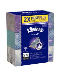 Kleenex Ultra Soft Strong Facial Tissues 120 Tissues per Flat Box 3 Pack