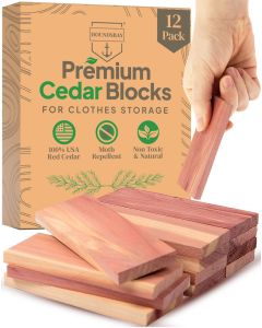 Cedar Blocks for Clothes Storage Closets and Drawers All Natural Moth Balls Alternative for Clothes Storage Moth Repellant and Keep Clothes Smelling Fresh 12 Pack
