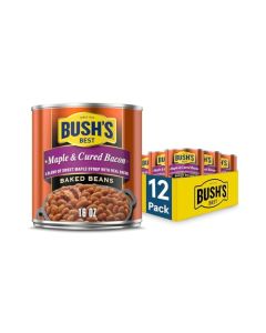 BUSHS BEST 16 oz Canned Maple Cured Bacon Baked Beans Source of Protein and Fiber Low Fat Gluten Free Pack of 12