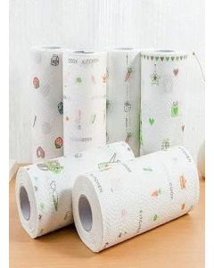 CHAMELI Non Woven Reusable and Washable Kitchen Printed Tissue Roll Non-stick Oil Absorbing Paper Roll Kitchen Special Paper Towel Wipe Paper Dish Cloth Cleaning Cloth.