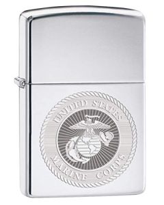 Zippo Lighter USMC Marine Corps Engraved Seal High Polish Chrome 80154