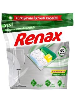 RENAX All-in-One Dishwasher Capsules 60 Pack – 3-in-1 Dishwasher Detergent Tablets with Built-in Salt & Rinse Aid – Anti-Limescale Hard Water Formula – Bulk Value Pack – Made in Turkey – 2 Months Supply