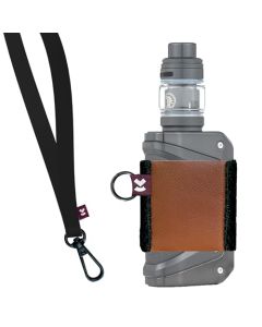 VCASE Leather Vape Holder Comfortable Design for E Cigarette HighStrength Elastic Brown HolderBlack Lanyard XL