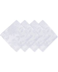 Newbridge Christmas Carol Holiday Noel Damask Napkins Holly Leaf and Poinsettia Weave Damask Soil Resistant Wrinkle Free Easy Care Napkins Set of 4 Fabric Napkins White