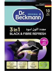 Dr.Beckmann 3 in 1 Black&Fibre refresh Sheets/Restores and protects faded black garments/Smoothens rough fibres/Easy to use/ DIY/Laundry Cleaning Essentials/10 Sheets