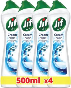 Jif Cream Cleaner with Micro Crystals Technology, Original, 500ml (Pack of 4)