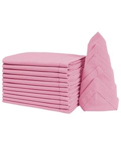 Cloth Napkins Set of 12 Hemstitch Cloth Napkins Cotton Dinner Napkin Washable Cotton Napkin Cloth WashableGenerous Hemstich Napkin Tailored with Mitered Corners 18x18 InchBaby Pink