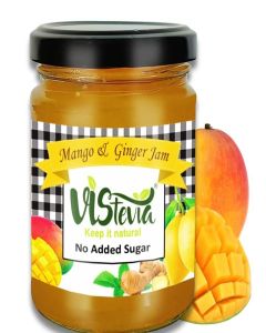 Vistevia Sugar Free Mango & Ginger Jam - Diabetic & Ketos - Naturally Sweetened with Stevia - More than 60% Mango Content - Tastes Delicious, 1 Piece (220g)