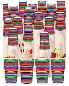 Willinglong 100 Pack Fiesta Paper Cups Disposable Mexican Cups Sarapes Mexicanos Cinco De Mayo Party Decorations for Mexican Birthday Party Supplies