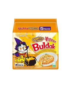 Samyang Buldak Quattro Cheese Hot Chicken Flavor Ramen Stir Fried Instant Noodles- 5X145gms