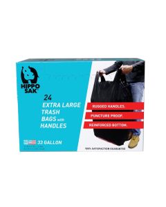 Hippo Sak 33 Gallon Extra Large Trash Bags with Handles 48 Count 24 per Box 2 pack