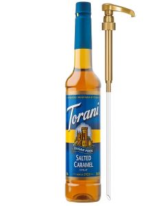 Torani Sugar-Free Syrup, Salted Caramel Flavor, Pump Included, 25.4 Fl Oz